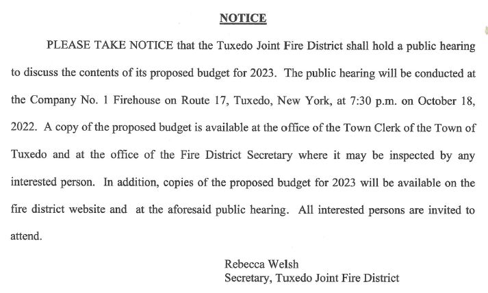 Notice Proposed Budget - Oct 18, 2022