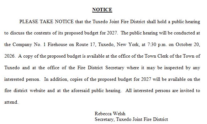 Public Hearing - 7:30 p.m. on October 20, 2026